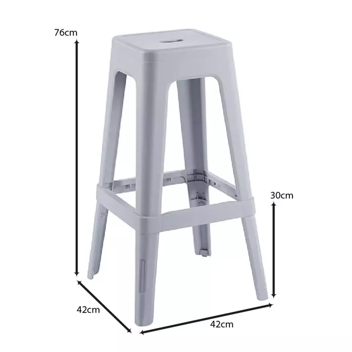 RELIX PP Σκαμπό BAR Στοιβαζόμενο, PP Απόχρωση Γκρι