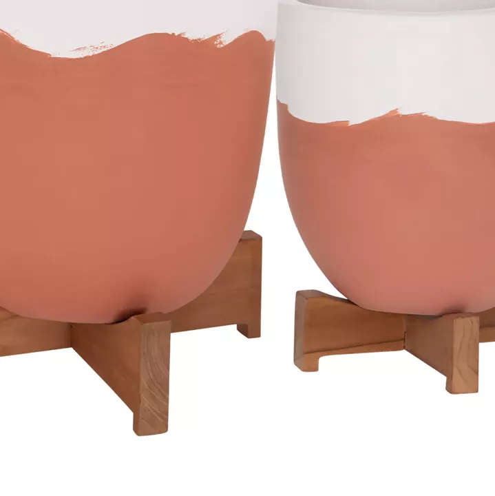 ΓΛΑΣΤΡΕΣ ΣΕΤ 2ΤΜΧ SEON HM4686.08 TERRACOTTA ΣΕ ΛΕΥΚΟ & ΤΕΡΑΚΟΤΑ--TEAK ΒΑΣΗ
