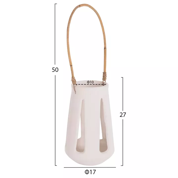 ΕΠΙΤΡΑΠΕΖΙΟ ΦΑΝΑΡΙ ERANTYL HM4696.02L ΛΕΥΚΟ FIBER CEMENT & ΧΕΡΟΥΛΙ RATTAN Φ17x27Yεκ.