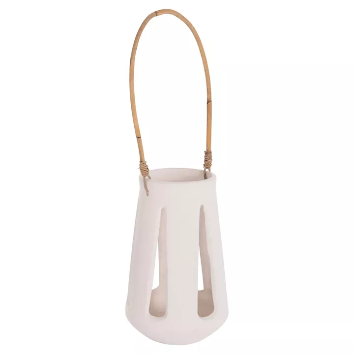 ΕΠΙΤΡΑΠΕΖΙΟ ΦΑΝΑΡΙ ERANTYL HM4696.02L ΛΕΥΚΟ FIBER CEMENT & ΧΕΡΟΥΛΙ RATTAN Φ17x27Yεκ.