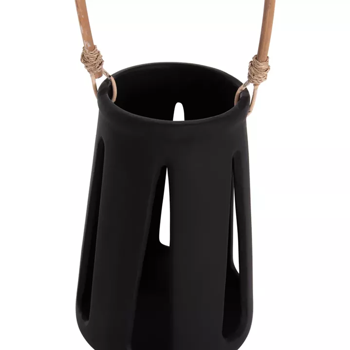 ΕΠΙΤΡΑΠΕΖΙΟ ΦΑΝΑΡΙ ERANTYL HM4696.01L ΜΑΥΡΟ FIBER CEMENT & ΧΕΡΟΥΛΙ RATTAN Φ17x27Yεκ.