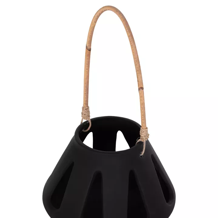 ΕΠΙΤΡΑΠΕΖΙΟ ΦΑΝΑΡΙ ERANTYL HM4696.01S ΜΑΥΡΟ FIBER CEMENT & ΧΕΡΟΥΛΙ RATTAN Φ25x17Yεκ.