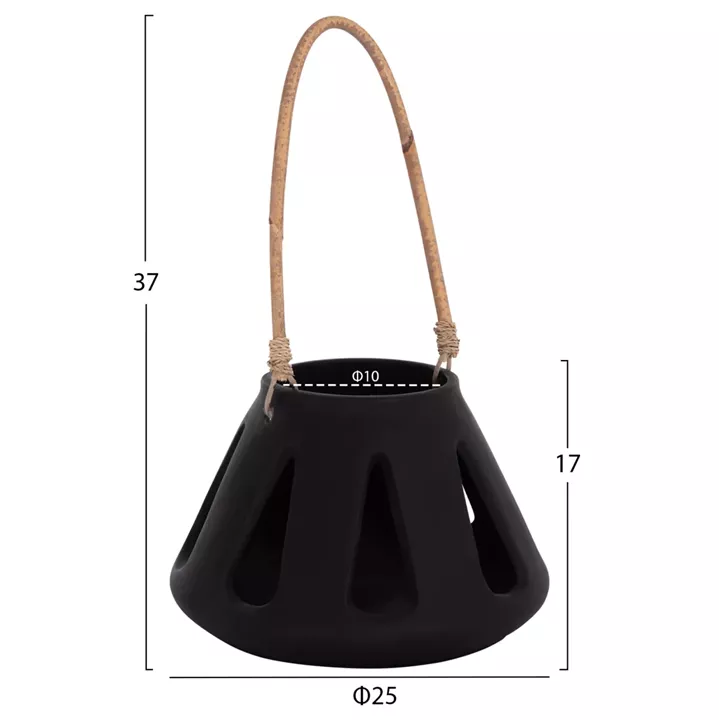 ΕΠΙΤΡΑΠΕΖΙΟ ΦΑΝΑΡΙ ERANTYL HM4696.01S ΜΑΥΡΟ FIBER CEMENT & ΧΕΡΟΥΛΙ RATTAN Φ25x17Yεκ.