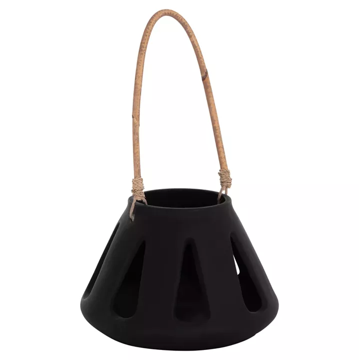 ΕΠΙΤΡΑΠΕΖΙΟ ΦΑΝΑΡΙ ERANTYL HM4696.01S ΜΑΥΡΟ FIBER CEMENT & ΧΕΡΟΥΛΙ RATTAN Φ25x17Yεκ.