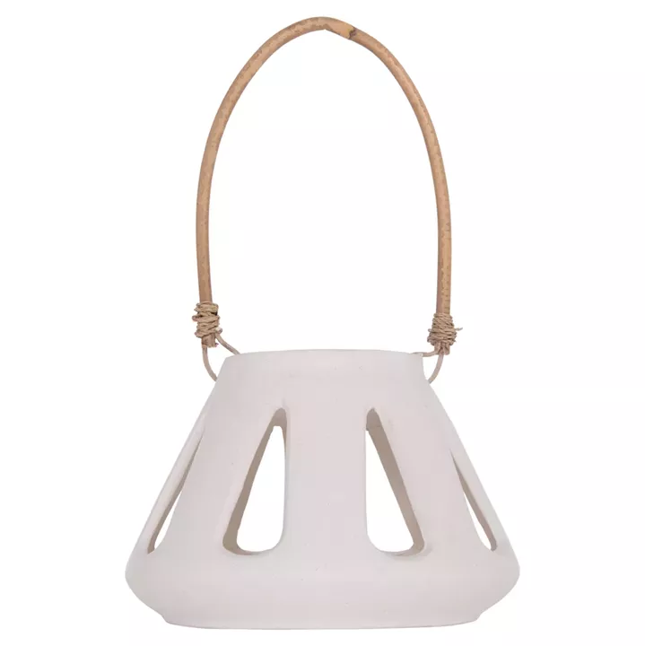 ΕΠΙΤΡΑΠΕΖΙΟ ΦΑΝΑΡΙ ERANTYL HM4696.02S ΛΕΥΚΟ FIBER CEMENT & ΧΕΡΟΥΛΙ RATTAN Φ25x17Yεκ.