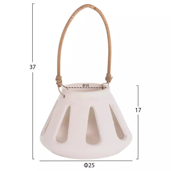 ΕΠΙΤΡΑΠΕΖΙΟ ΦΑΝΑΡΙ ERANTYL HM4696.02S ΛΕΥΚΟ FIBER CEMENT & ΧΕΡΟΥΛΙ RATTAN Φ25x17Yεκ.