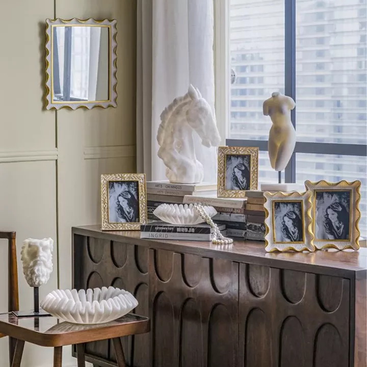 Artekko Frame Λευκός Καθρέπτης Ρητίνης με Χρυσές Λεπτομέρειες (36.2x2.2x40.5)cm