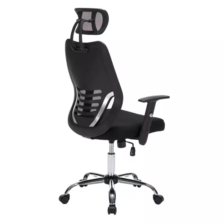 OFFICE CHAIR BRIEF HM1206.01 BLACK MESH FABRIC--CHROMED BASE 63x64x122Hcm.