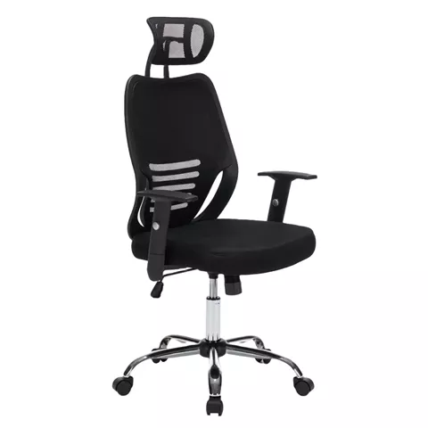 OFFICE CHAIR BRIEF HM1206.01 BLACK MESH FABRIC--CHROMED BASE 63x64x122Hcm.