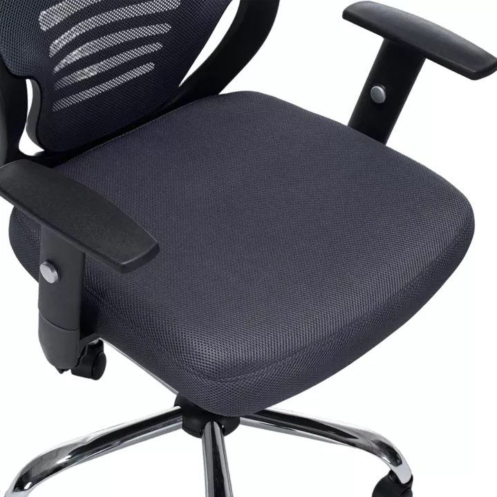 OFFICE CHAIR BRIEF HM1206.02 GREY MESH FABRIC--CHROMED BASE 63x64x122Hcm.