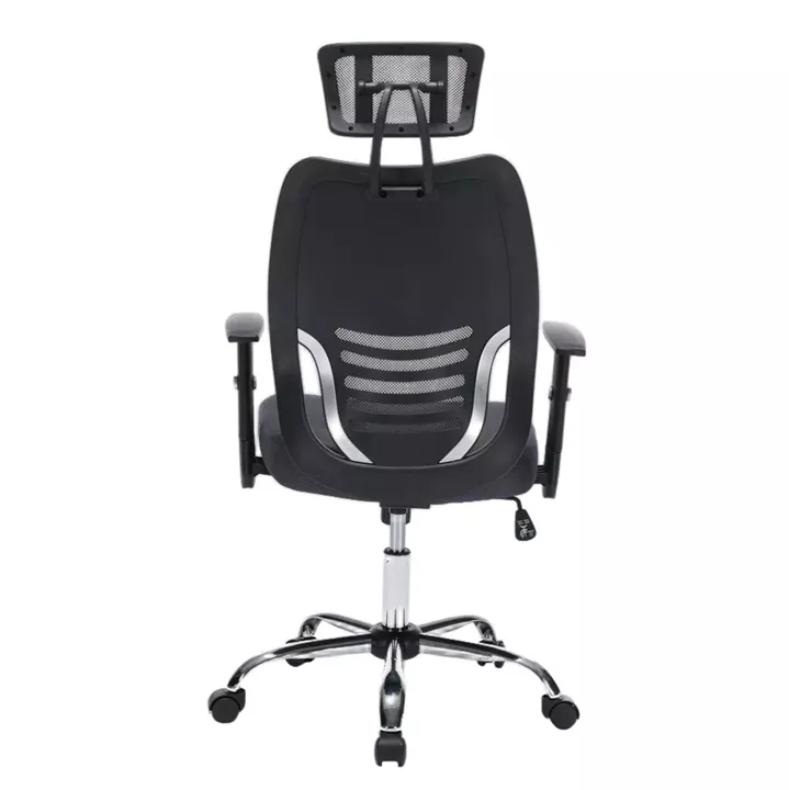 OFFICE CHAIR BRIEF HM1206.02 GREY MESH FABRIC--CHROMED BASE 63x64x122Hcm.