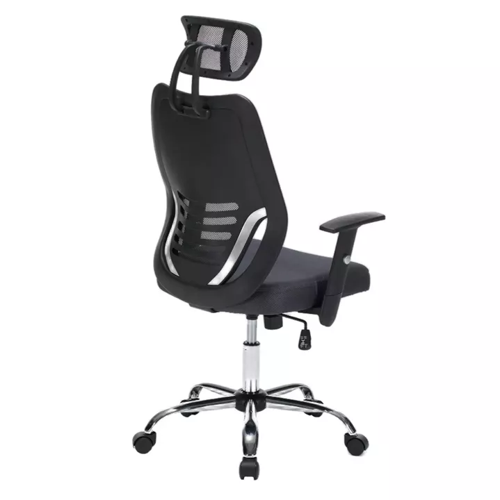 OFFICE CHAIR BRIEF HM1206.02 GREY MESH FABRIC--CHROMED BASE 63x64x122Hcm.