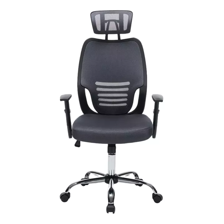 OFFICE CHAIR BRIEF HM1206.02 GREY MESH FABRIC--CHROMED BASE 63x64x122Hcm.