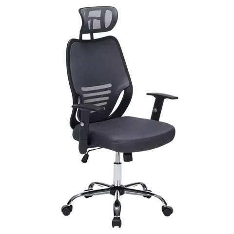 OFFICE CHAIR BRIEF HM1206.02 GREY MESH FABRIC--CHROMED BASE 63x64x122Hcm.