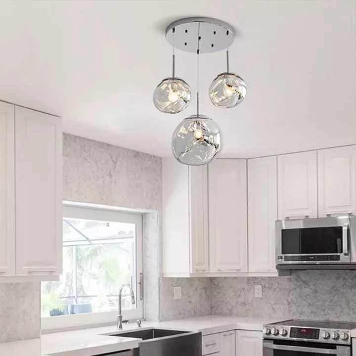 Φωτιστικό οροφής Dolcie pakoworld μέταλλο ασημί Φ20x100εκ