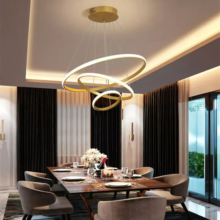 Ceiling lamp Rings pakoworld led metal in gold shade D60x100cm