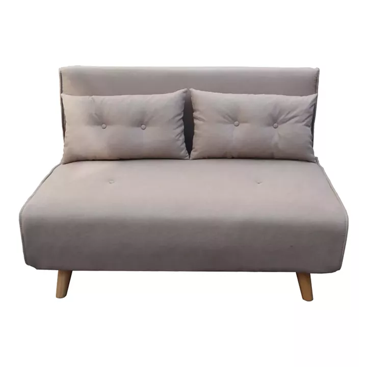 Josuane I sofa-bed pakoworld two-seater beige fabric and natural wood leg 122x80x81cm