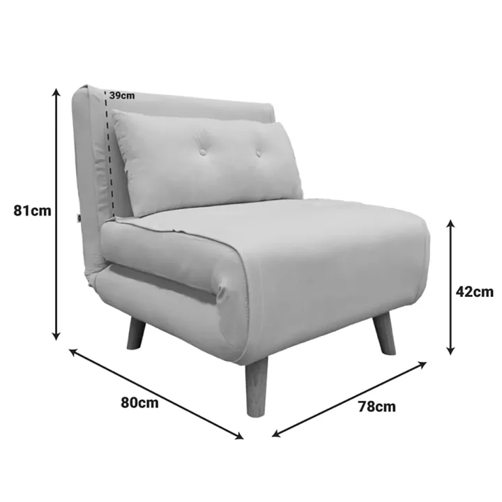 Josuane I armachair-bed pakoworld beige fabric and natural wood leg 77x80x81cm