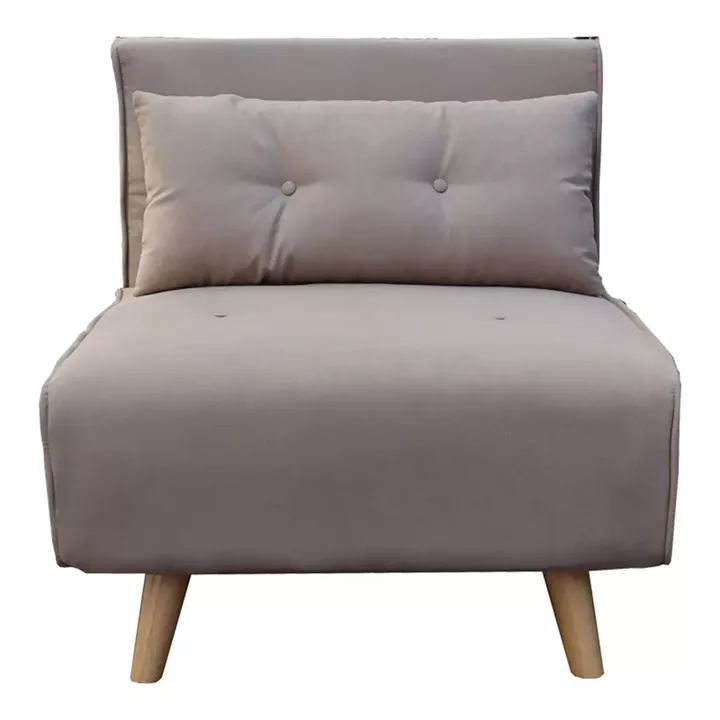 Josuane I armachair-bed pakoworld beige fabric and natural wood leg 77x80x81cm