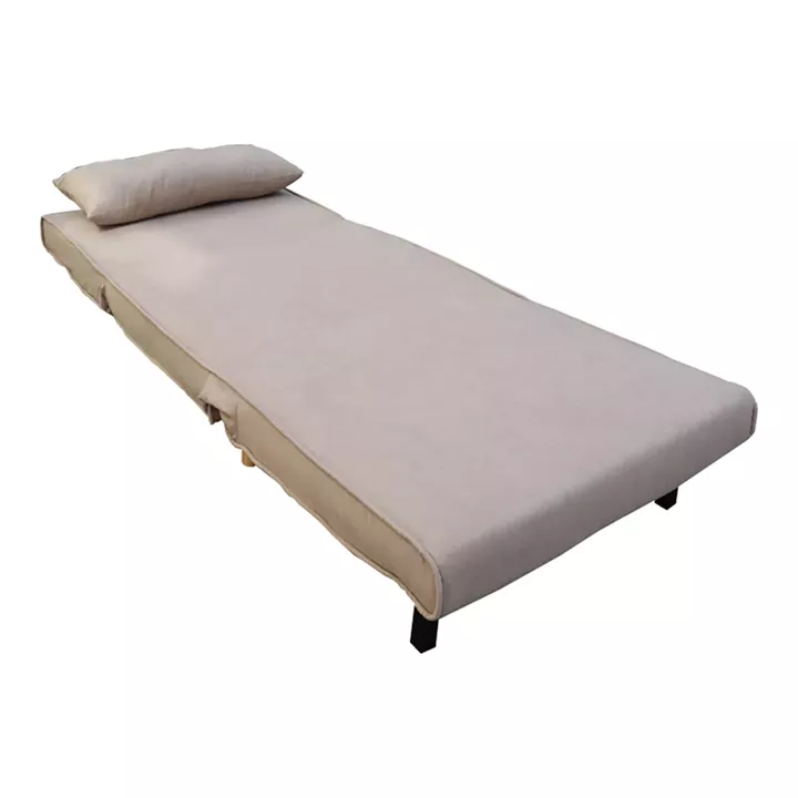 Josuane I armachair-bed pakoworld beige fabric and natural wood leg 77x80x81cm