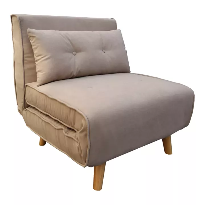 Josuane I armachair-bed pakoworld beige fabric and natural wood leg 77x80x81cm