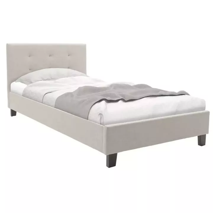 Κρεβάτι με στρώμα Mago-Dreamer pakoworld ύφασμα εκρού 100x200εκ