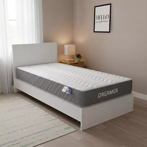 Κρεβάτι με στρώμα Athos-Dreamer pakoworld λευκό 90x190εκ