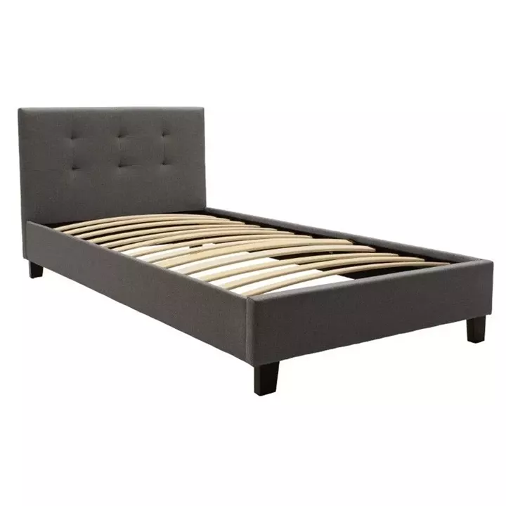 Bed with mattress Mago-Dreamer pakoworld anthracite fabric 100x200cm