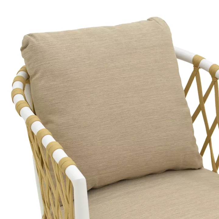 Πολυθρόνα Peluxe pakoworld αλουμίνιο λευκό-pe σχοινί φυσικό-μαξιλάρια μπεζ 57x60x78εκ