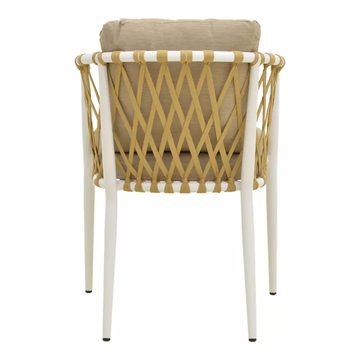 Πολυθρόνα Peluxe pakoworld αλουμίνιο λευκό-pe σχοινί φυσικό-μαξιλάρια μπεζ 57x60x78εκ