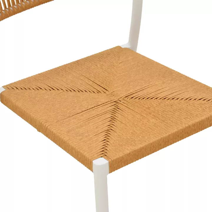 Καρέκλα Cura pakoworld στοιβαζόμενη αλουμίνιο σε λευκή -pe rattan σε φυσική απόχρωση 53x59x78εκ