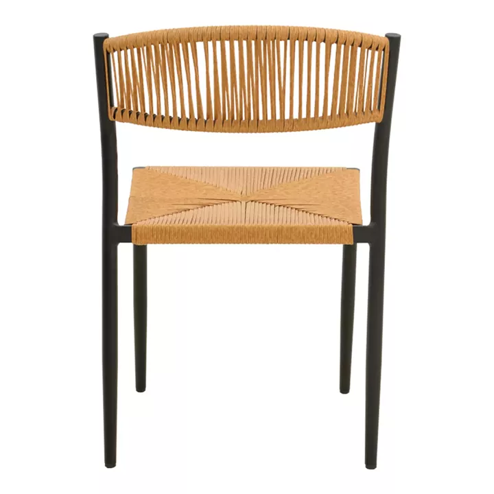 Καρέκλα Cura pakoworld στοιβαζόμενη αλουμίνιο σε μαύρη -pe rattan σε φυσική απόχρωση 53x59x78εκ