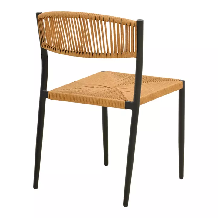 Καρέκλα Cura pakoworld στοιβαζόμενη αλουμίνιο σε μαύρη -pe rattan σε φυσική απόχρωση 53x59x78εκ