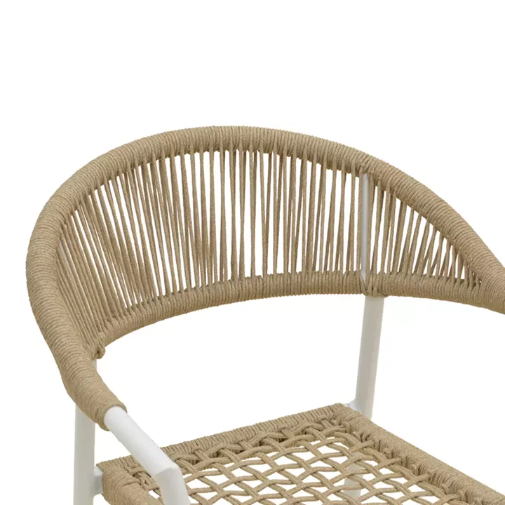 Πολυθρόνα Ammos pakoworld στοιβαζόμενη αλουμίνιο σε λευκή- pe σχοινί σε φυσική απόχρωση 57x61x82εκ