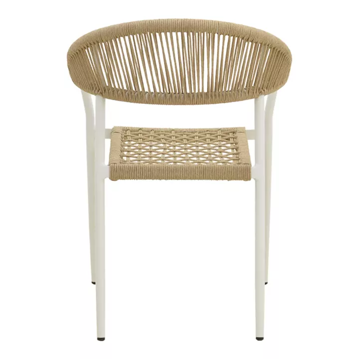 Πολυθρόνα Ammos pakoworld στοιβαζόμενη αλουμίνιο σε λευκή- pe σχοινί σε φυσική απόχρωση 57x61x82εκ