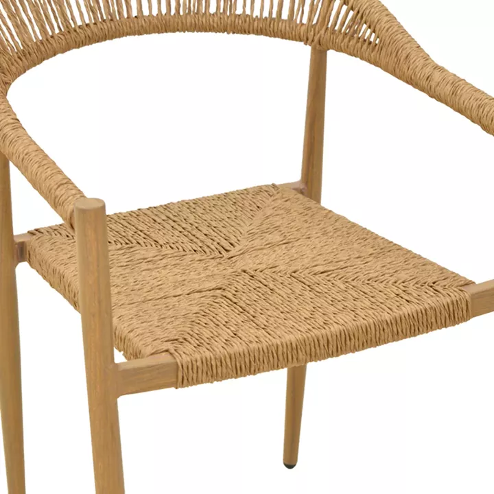 Πολυθρόνα Rayana pakoworld στοιβαζόμενη αλουμίνιο - pe rattan σε φυσική απόχρωση 57x59x78εκ