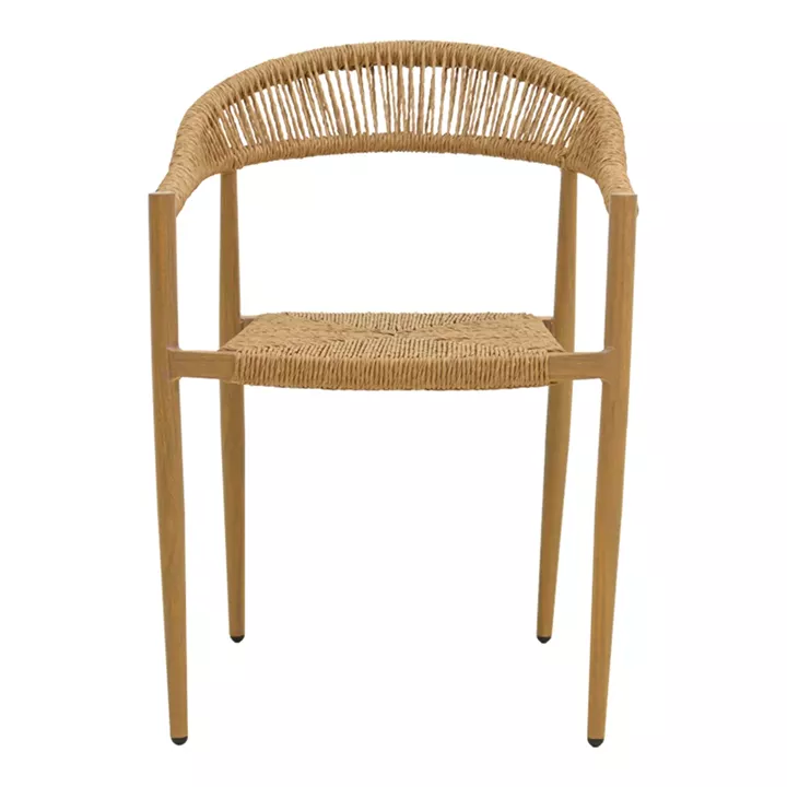 Πολυθρόνα Rayana pakoworld στοιβαζόμενη αλουμίνιο - pe rattan σε φυσική απόχρωση 57x59x78εκ