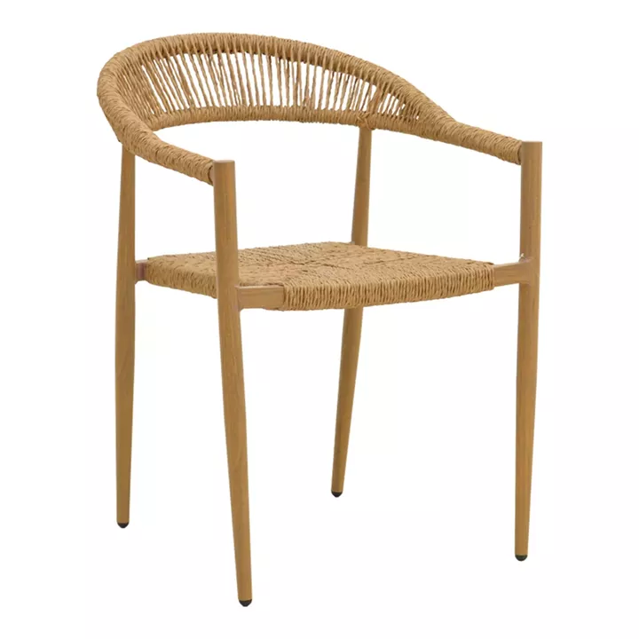 Πολυθρόνα Rayana pakoworld στοιβαζόμενη αλουμίνιο - pe rattan σε φυσική απόχρωση 57x59x78εκ