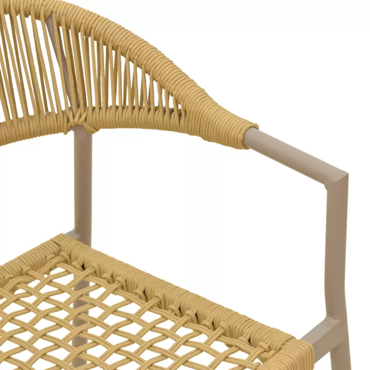 Πολυθρόνα Ammos pakoworld στοιβαζόμενη αλουμίνιο καφέ- pe σχοινί σε φυσική απόχρωση 57x61x82εκ