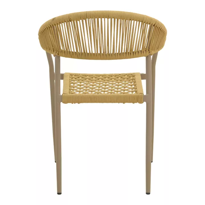 Πολυθρόνα Ammos pakoworld στοιβαζόμενη αλουμίνιο καφέ- pe σχοινί σε φυσική απόχρωση 57x61x82εκ