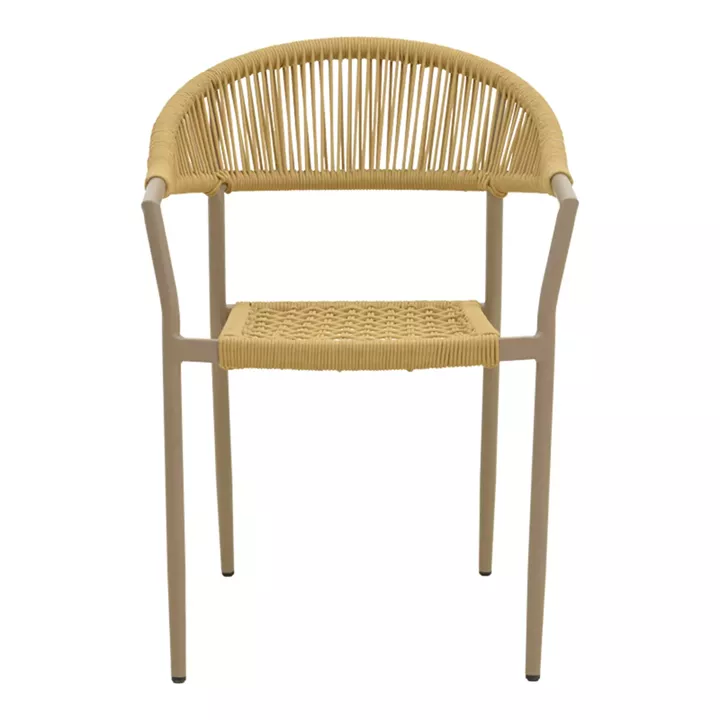 Πολυθρόνα Ammos pakoworld στοιβαζόμενη αλουμίνιο καφέ- pe σχοινί σε φυσική απόχρωση 57x61x82εκ