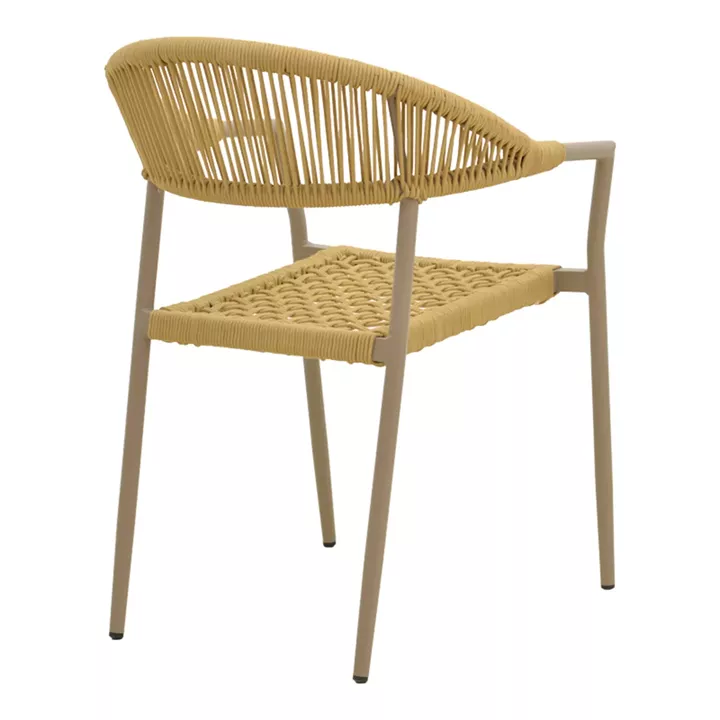 Πολυθρόνα Ammos pakoworld στοιβαζόμενη αλουμίνιο καφέ- pe σχοινί σε φυσική απόχρωση 57x61x82εκ