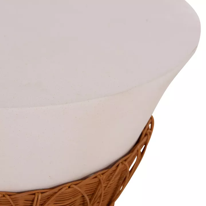 ΤΡΑΠΕΖΙ ΣΑΛΟΝΙΟΥ PERRAL HM18164.02L FIBER CEMENT ΛΕΥΚΟ-ΦΥΣΙΚΟ RATTAN--Φ55x45Υεκ