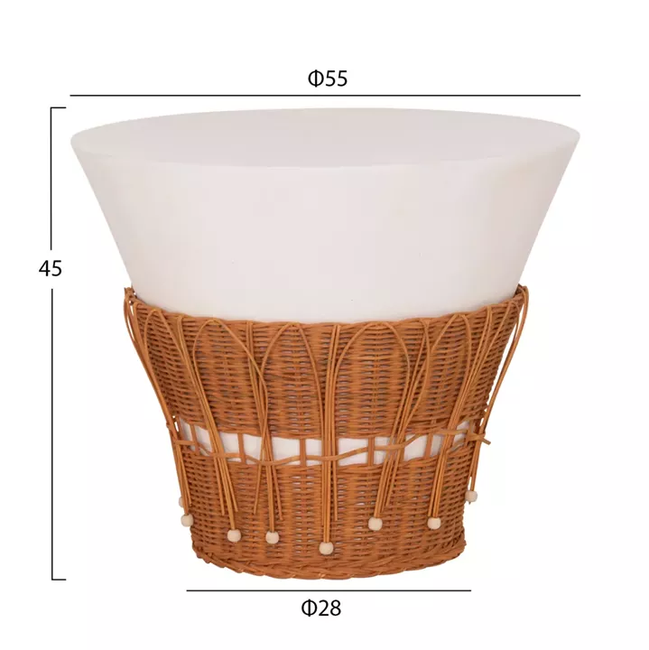 ΤΡΑΠΕΖΙ ΣΑΛΟΝΙΟΥ PERRAL HM18164.02L FIBER CEMENT ΛΕΥΚΟ-ΦΥΣΙΚΟ RATTAN--Φ55x45Υεκ