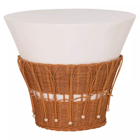 ΤΡΑΠΕΖΙ ΣΑΛΟΝΙΟΥ PERRAL HM18164.02L FIBER CEMENT ΛΕΥΚΟ-ΦΥΣΙΚΟ RATTAN--Φ55x45Υεκ