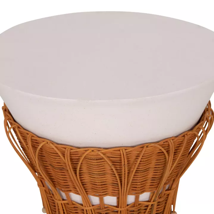 ΤΡΑΠΕΖΙ ΒΟΗΘΗΤΙΚΟ PERRAL HM18164.02S FIBER CEMENT ΛΕΥΚΟ-ΦΥΣΙΚΟ RATTAN--Φ42x36Υεκ