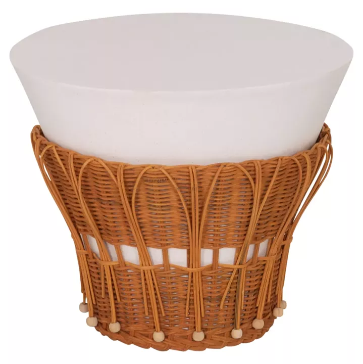 ΤΡΑΠΕΖΙ ΒΟΗΘΗΤΙΚΟ PERRAL HM18164.02S FIBER CEMENT ΛΕΥΚΟ-ΦΥΣΙΚΟ RATTAN--Φ42x36Υεκ