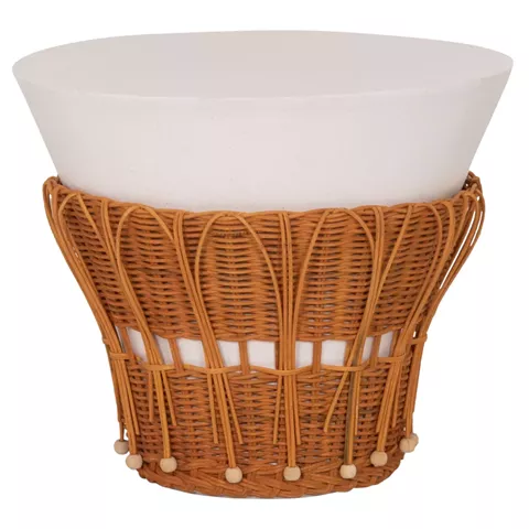 ΤΡΑΠΕΖΙ ΒΟΗΘΗΤΙΚΟ PERRAL HM18164.02S FIBER CEMENT ΛΕΥΚΟ-ΦΥΣΙΚΟ RATTAN--Φ42x36Υεκ