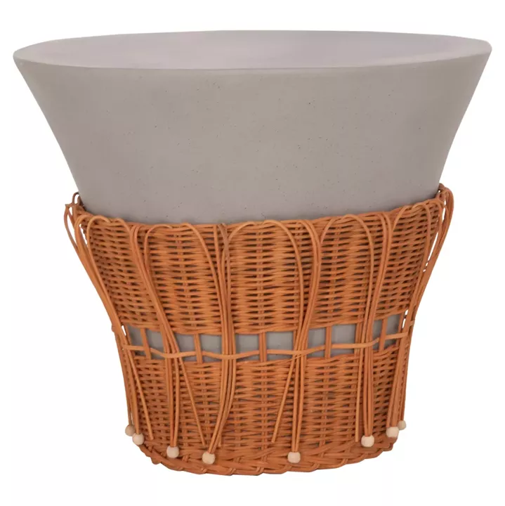 ΤΡΑΠΕΖΙ ΣΑΛΟΝΙΟΥ PERRAL HM18164.03L FIBER CEMENT ΓΚΡΙ-ΦΥΣΙΚΟ RATTAN--Φ55x45Υεκ