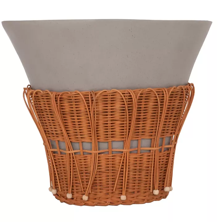 ΤΡΑΠΕΖΙ ΣΑΛΟΝΙΟΥ PERRAL HM18164.03L FIBER CEMENT ΓΚΡΙ-ΦΥΣΙΚΟ RATTAN--Φ55x45Υεκ